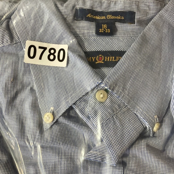 Tommy Hilfiger American Classics Blue Gingham Button Down Dress Shirt Mens 16 - Picture 11 of 11